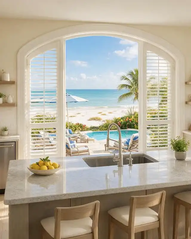 Beautiful kitchen overlooking the water, installed by a Longboat Key plumber